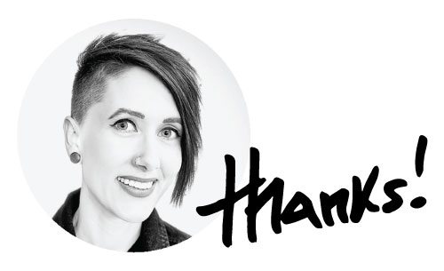 thanks-headshot Sarah Schumacher's headshot with a handwritten 'thanks!'